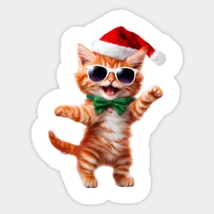 Santa cat dance Sticker